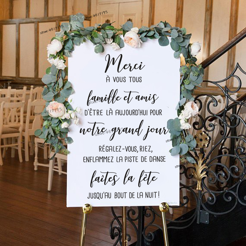 Vinyl Floor Plank - Wedding MERCI Sign Vinyl Decals Notre