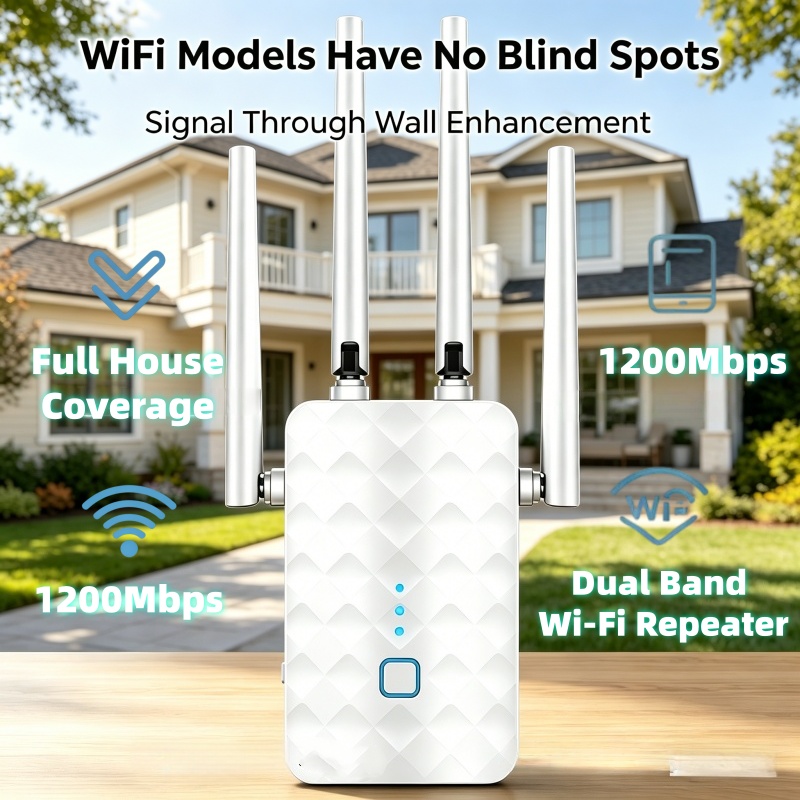 Home Improvement And Hardware - 1200Mbps WiFi Repeater Wireless 2.4G/5GHz Dual